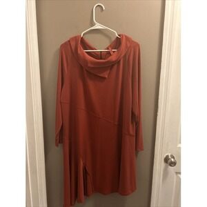 IC CONNIE K XL FASHION FORWARD RUSTIC ORANGE SPLIT HEM ASYMMETRICAL‎ TUNIC